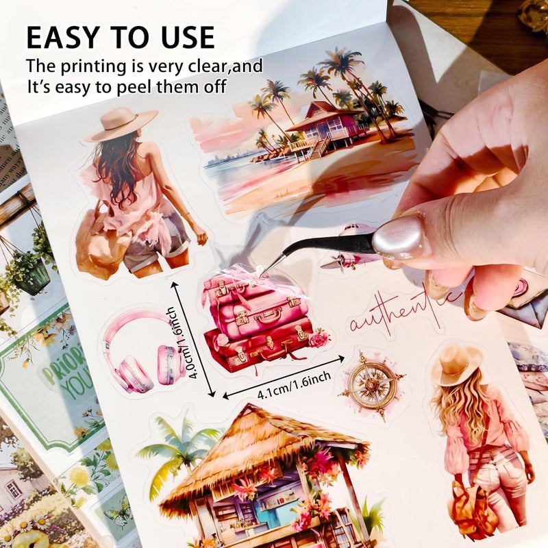 Bomichi People Sticker Book for aldult Girl, 30 Sheets 341 Pcs Stickers & 10 Sheets Scrapbook Paper for Journaling Scrapbooking Bullet Journals Planners Letter Card Making Collage Art Crafts - Image 3